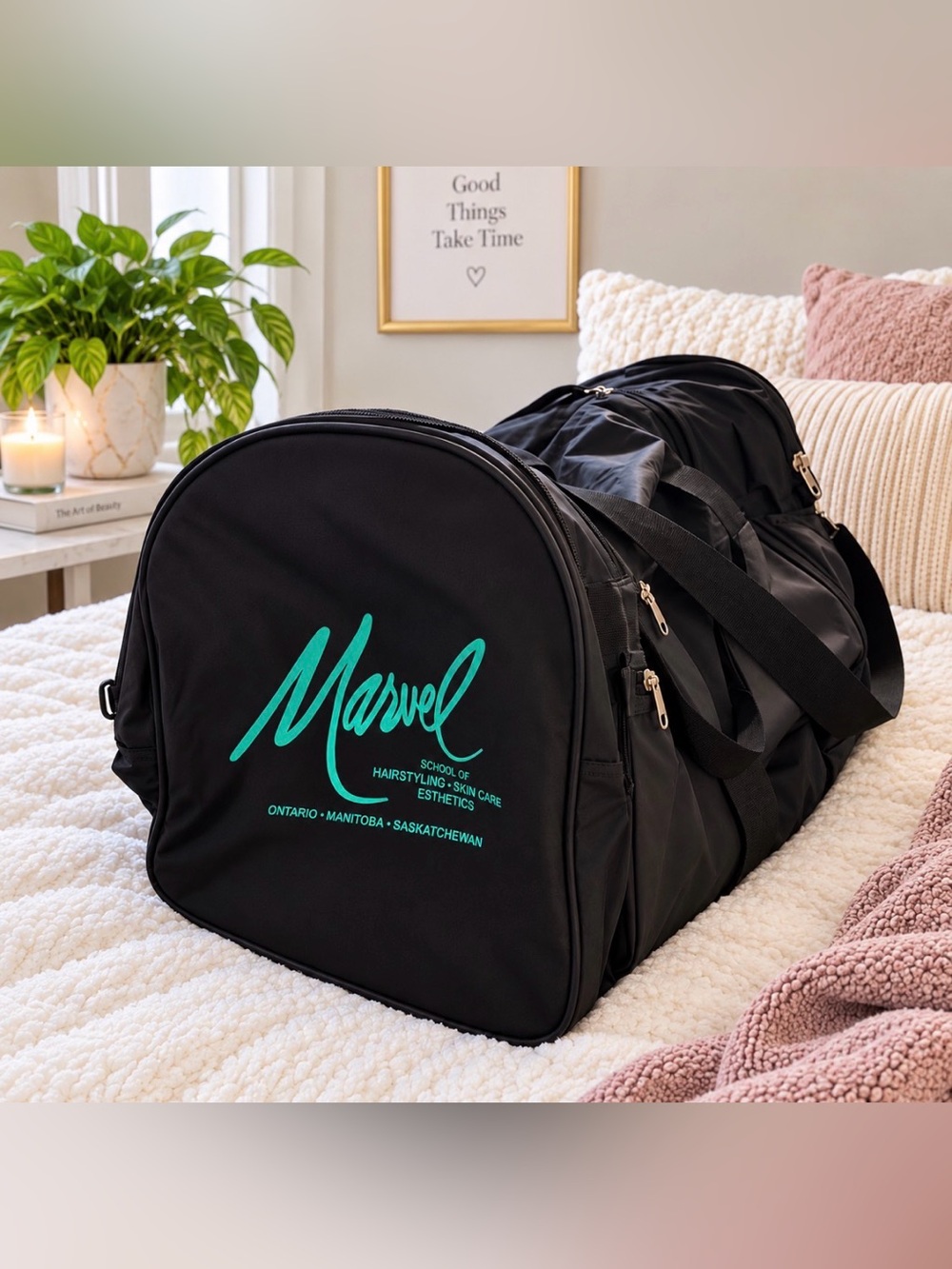 Marvel School of Hairstyling Skin Care Esthetics Black Duffel Bag New
